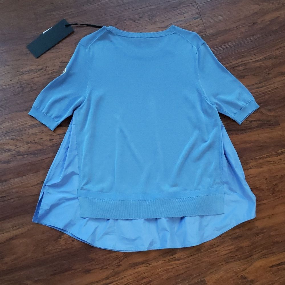 Moncler Blue Women's Knit Top Size XL NEW Chic Feminine Preppy - Picture 8 of 9